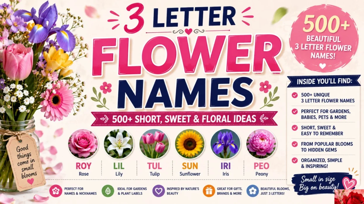3 Letter Flower Names 500+ Short, Sweet & Floral Ideas